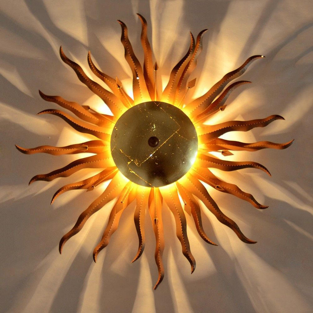 WAND-/DECKENLAMPE Diator L handgeschmiedete Sonne Rost- & Goldfarben - Goldfarben, Metall (47/47/15cm) - s.luce