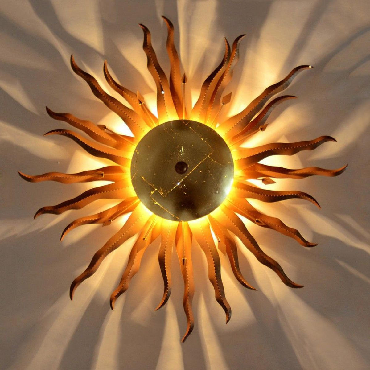 WAND-/DECKENLAMPE Diator L handgeschmiedete Sonne Rost- & Goldfarben - Goldfarben, Metall (47/47/15cm) - s.luce
