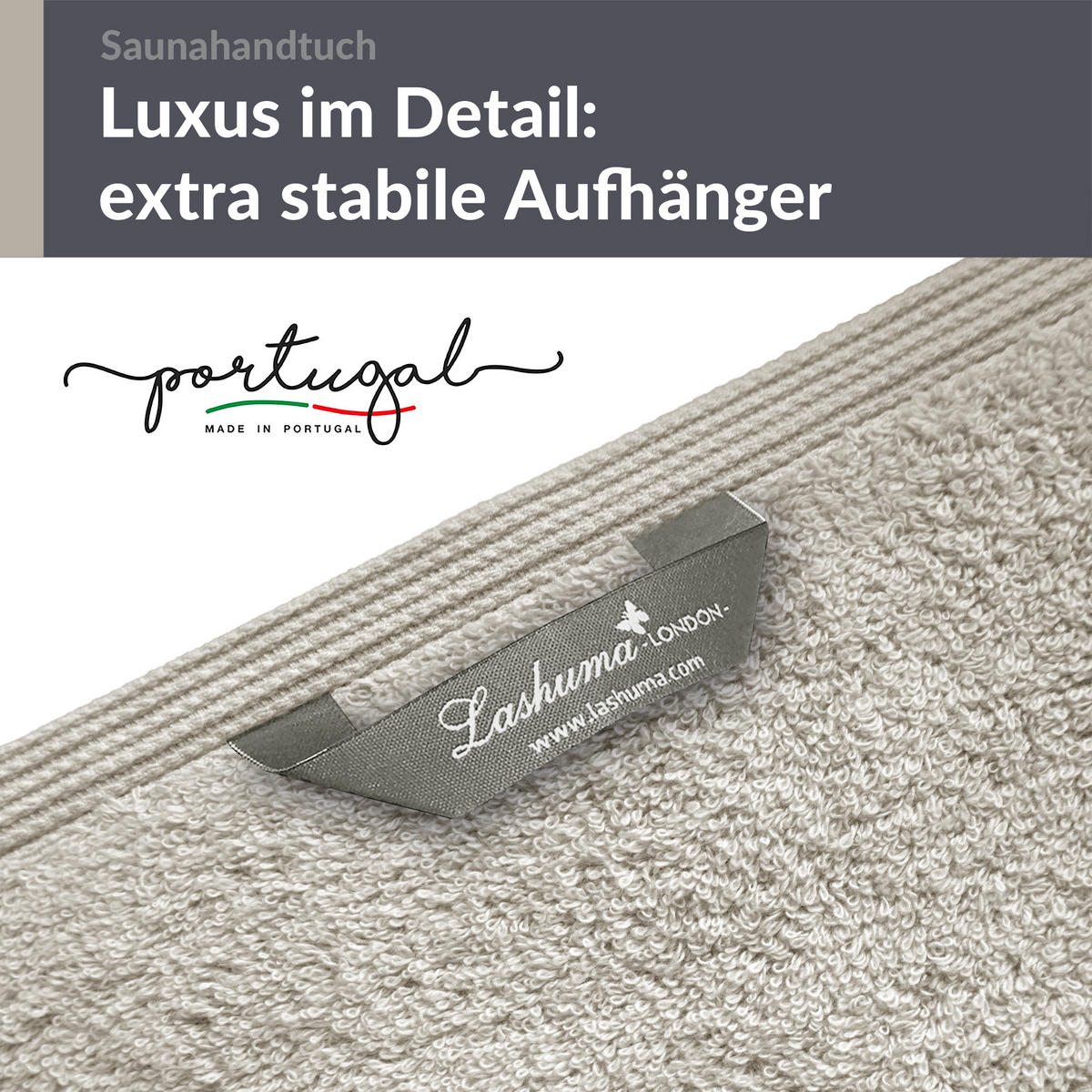 BADETUCH London Kiesel Grau 100x200 cm - Sandfarben, Textil (100/200cm) - Lashuma