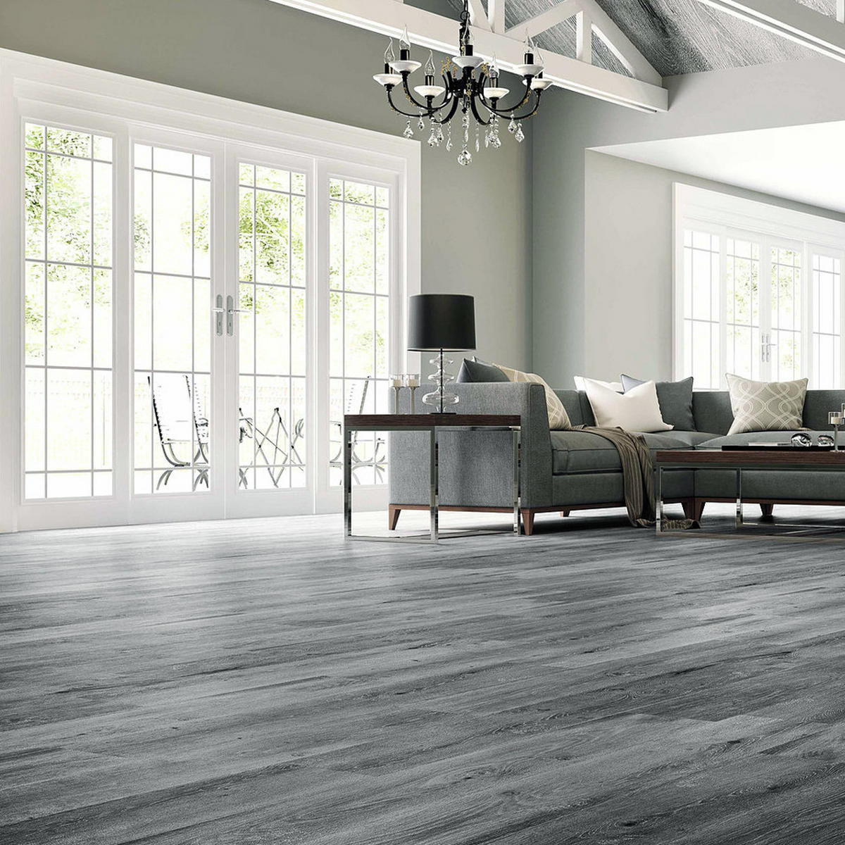 VINYLBODEN 5m²/36-TLG. selbstklebend PVC - Dunkelgrau, Kunststoff (0.2/91.5/15.2cm) - Livingandhome