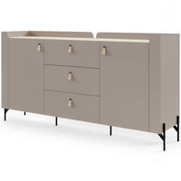 KOMODA Sorella se 2 dveřmi a 3 zásuvkami, 180 cm, do studentského pokoje, porcini + dub Mavelie - kapučínová/barva dubu, kov/kompozitní dřevo (180/95/42cm) - Beautysofa