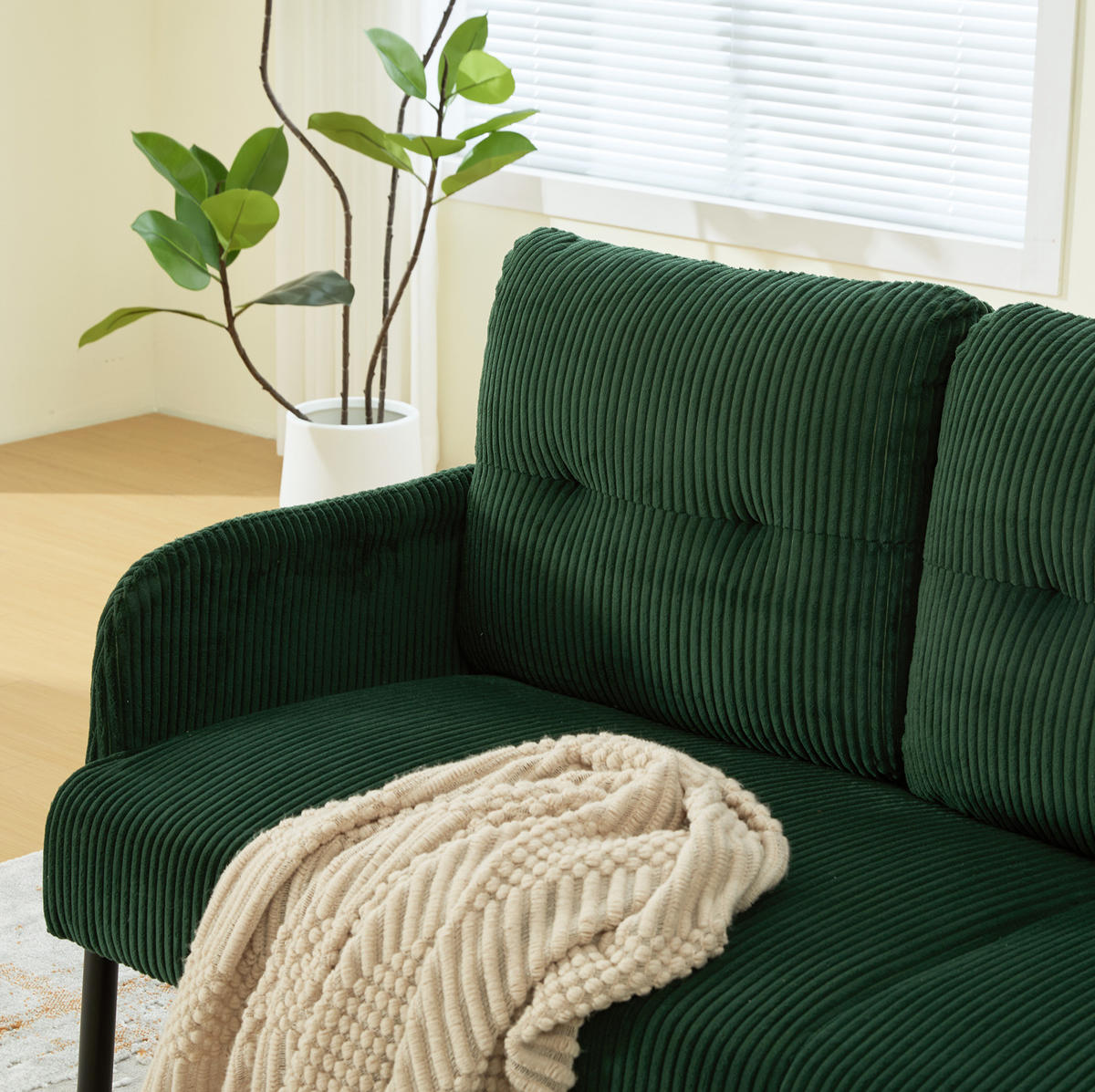 SOFA Dreisitzer mit Seitentasche 171 x 72 x 80 cm Cord Emerald - Smaragdgrün, Textil (171/80/72cm) - IVMEU