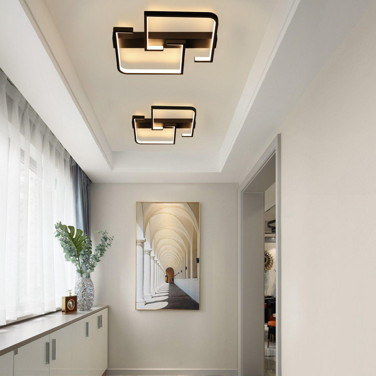 LED-DECKENLEUCHTE Amalfrieda 30/25/5 cm - Schwarz, Metall (30/25/5cm) - Nettlife