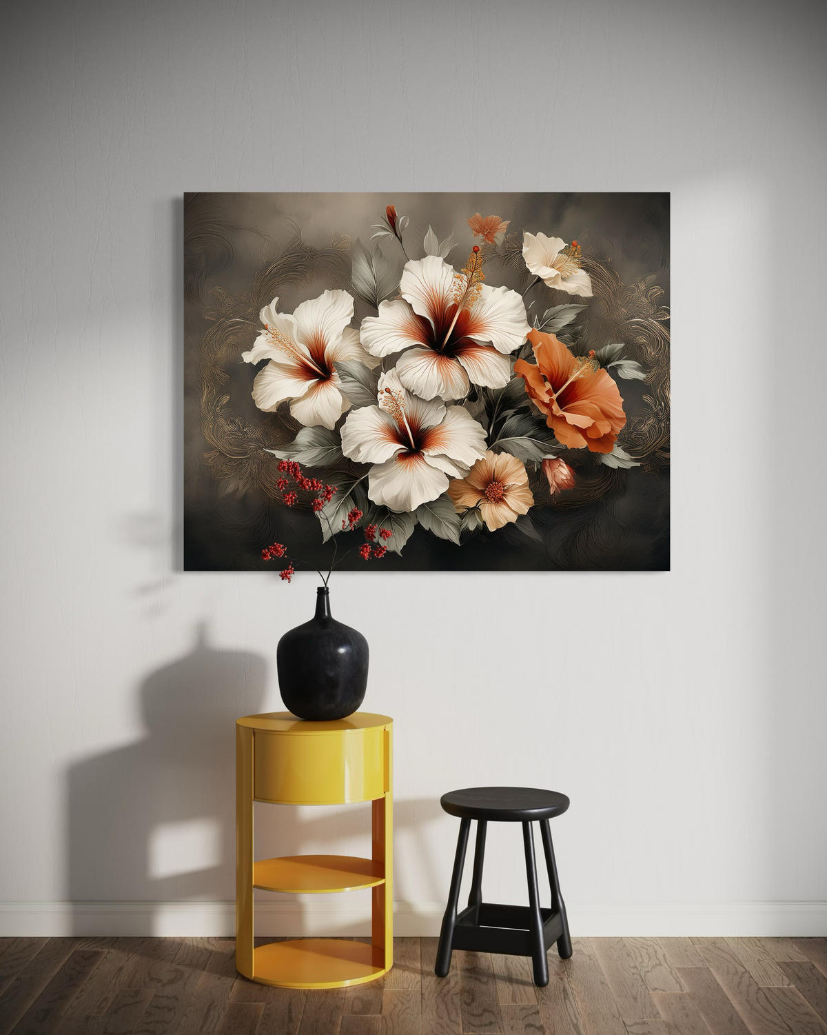 WANDBILD 3d abstrakte blume - Grau, Textil (60/40cm) - Feeby