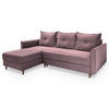 ECKSOFA PISAN R-S Rosa Plüsch-Stoff mit Schlaffunktion - Rosa, Holz (220/140cm) - MASSENO