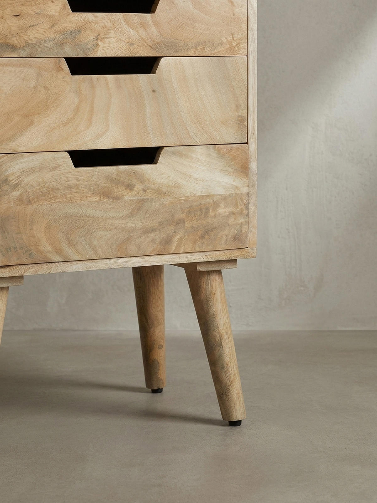 NACHTTISCH – Mango Massivholz, 45x33x63 cm, Hellbraun, 3 Schubladen, Ablage - Braun, Holz (45/63/33cm) - KADIMA DESIGN