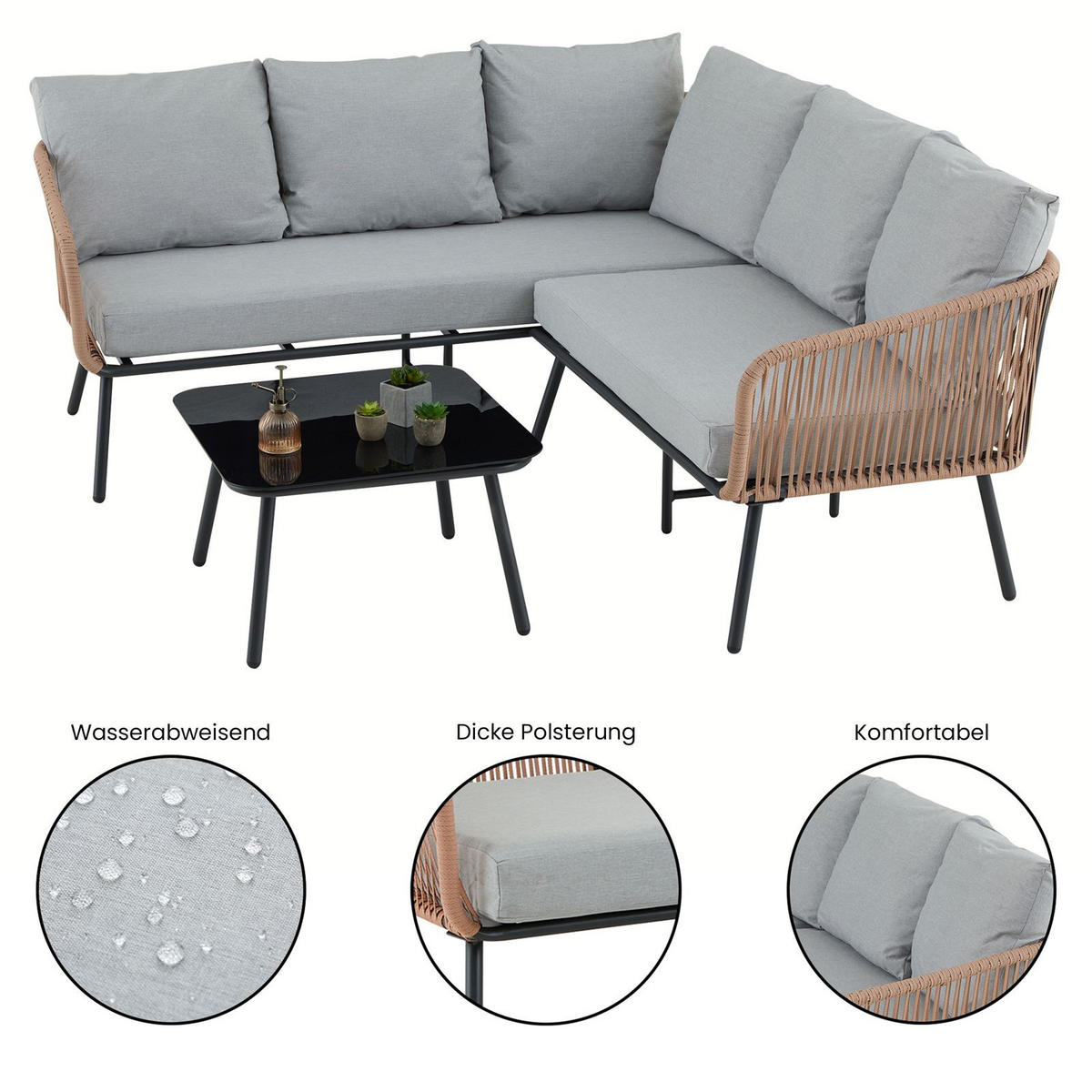 GARTENLOUNGE JAKARTA - Braun/Grau, Metall - IDIMEX
