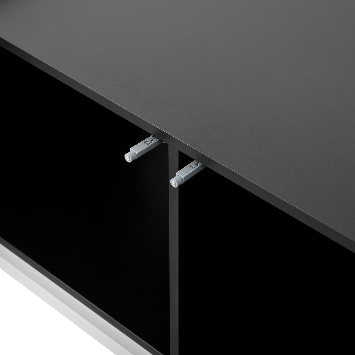 LOWBOARD in Schwarz Ausziehbarer TV-Schrank mit Stauraum und leisen Scharnieren, 258 B/38 T/48,5H(cm) - Weiß/Naturfarben, Holzwerkstoff/Metall (258/48.5/38cm) - STILVORA