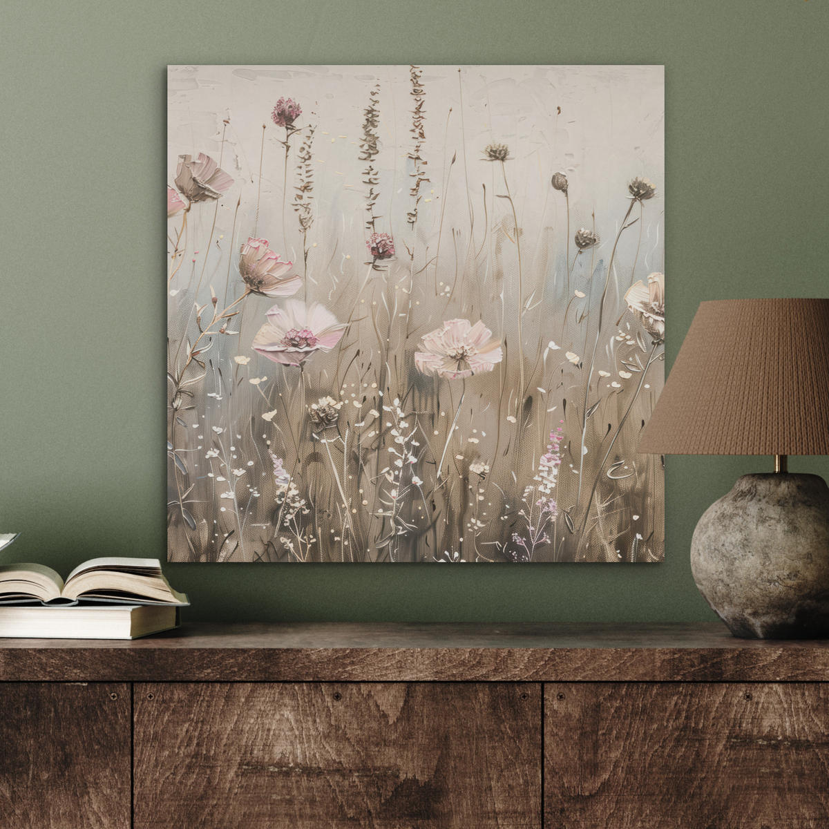 AKUSTIKBILD Blumen - Rosa - Modern - Beige Wandbilder 60x60 cm - Beige, Kunststoff (60/60/0.9cm) - MuchoWow