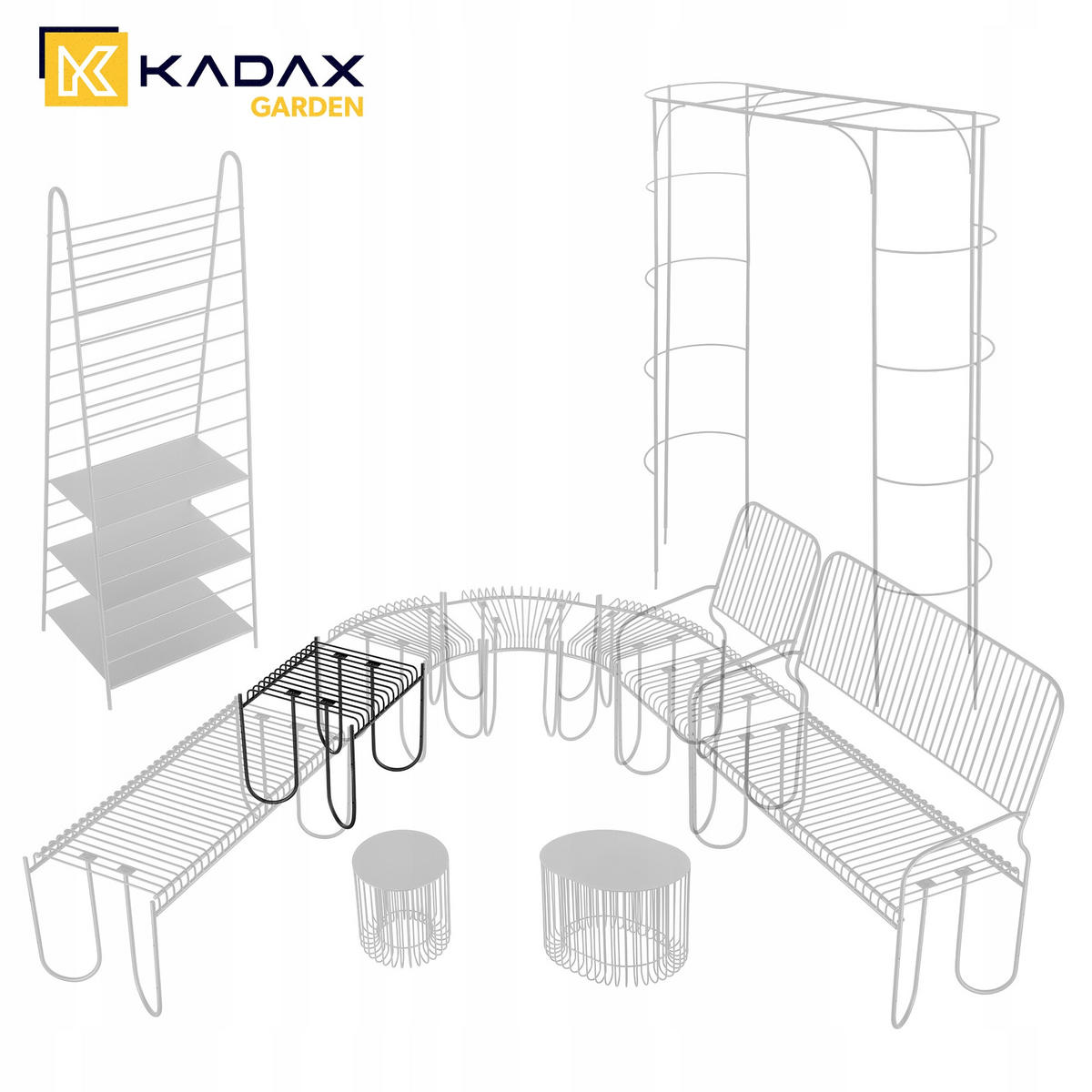 GARTENBANK 50 x 45 cm, schwarz - Schwarz, Metall (45/50cm) - KADAX