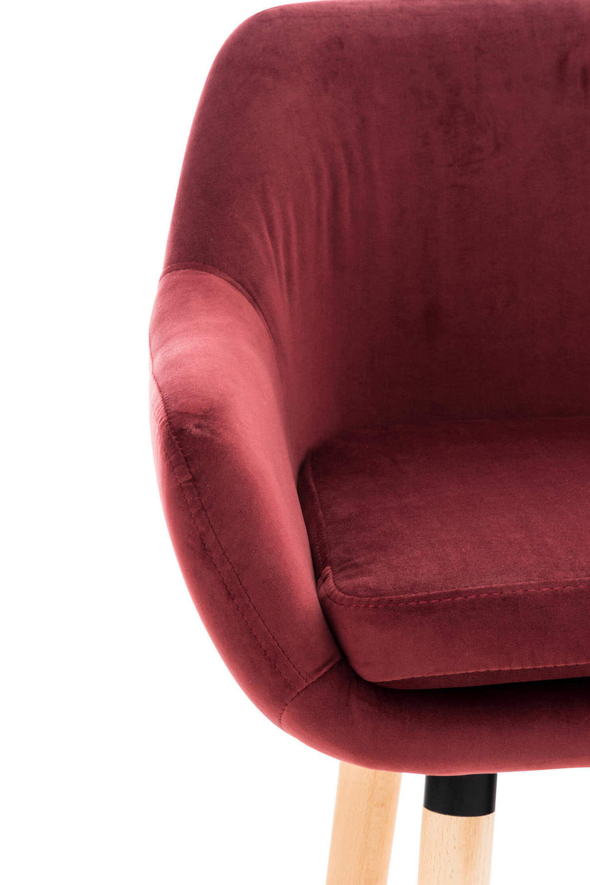 BARHOCKER Grande, 2er Set, Gestell Holz, Samt Rot - Rot/Braun, Holz/Textil (55/99/46cm) - TPFLiving