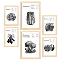 POSTER Set Mit 6 Gemüse Sammlung A3 & A4 Rahmen Aus Hellem Holz - Beige, Papier (29/3cm) - Nacnic