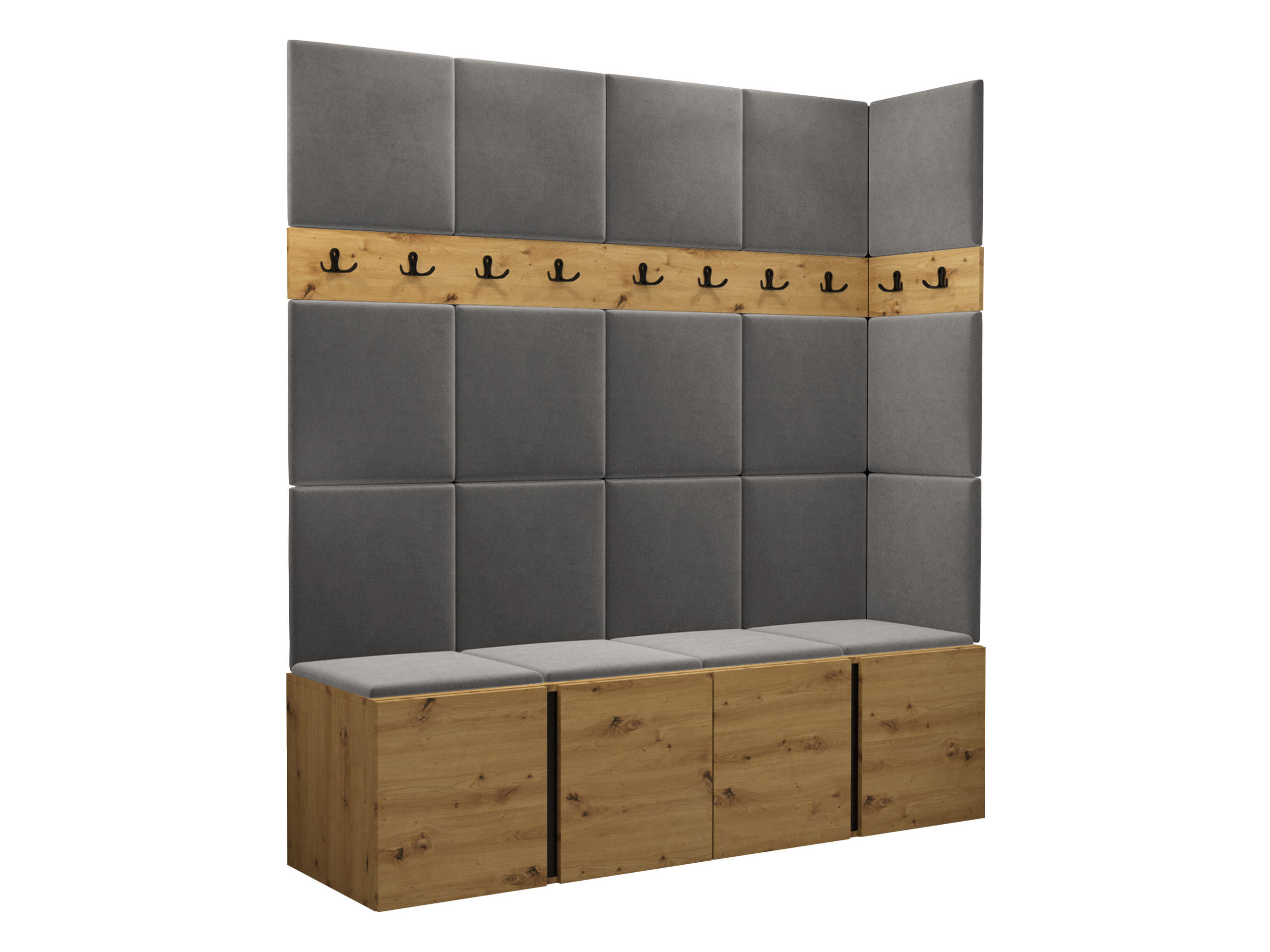 GARDEROBEN-SET Orion II - Eiche Artisan/Grau, Holzwerkstoff/Kunststoff (168/186/46cm) - MIRJAN24