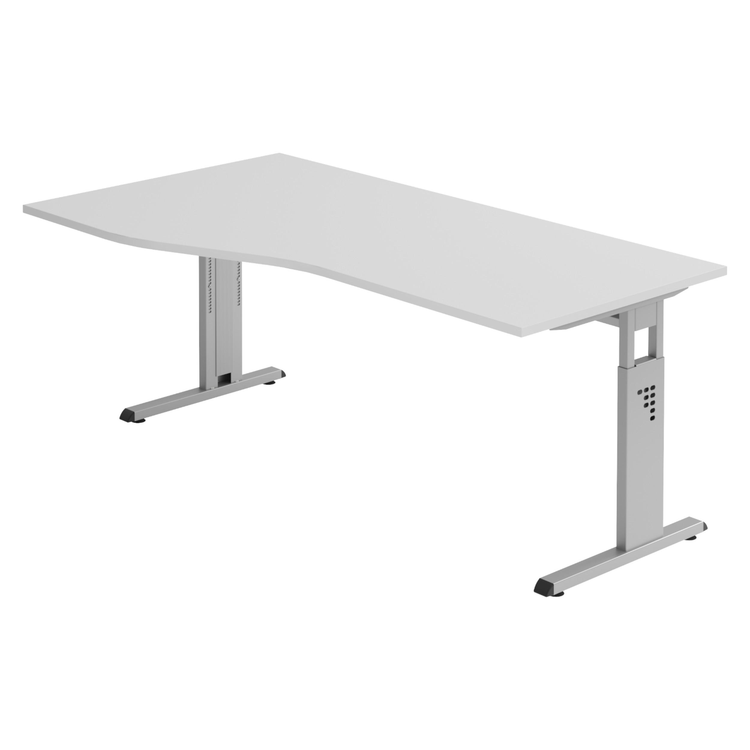 SCHREIBTISCH Serie-O 100/180/74 cm in Grau/Silberfarben - Silberfarben/Grau, Holzwerkstoff (100/180/74cm) - bümö