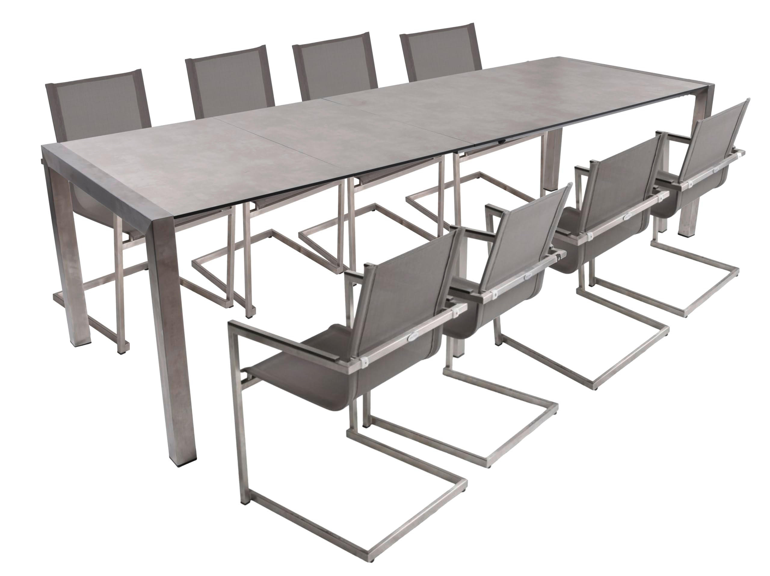 GARTEN-SITZGRUPPE Gino 9-teilig Gartenmöbel-Set - Grau, Kunststoff - DELUKE