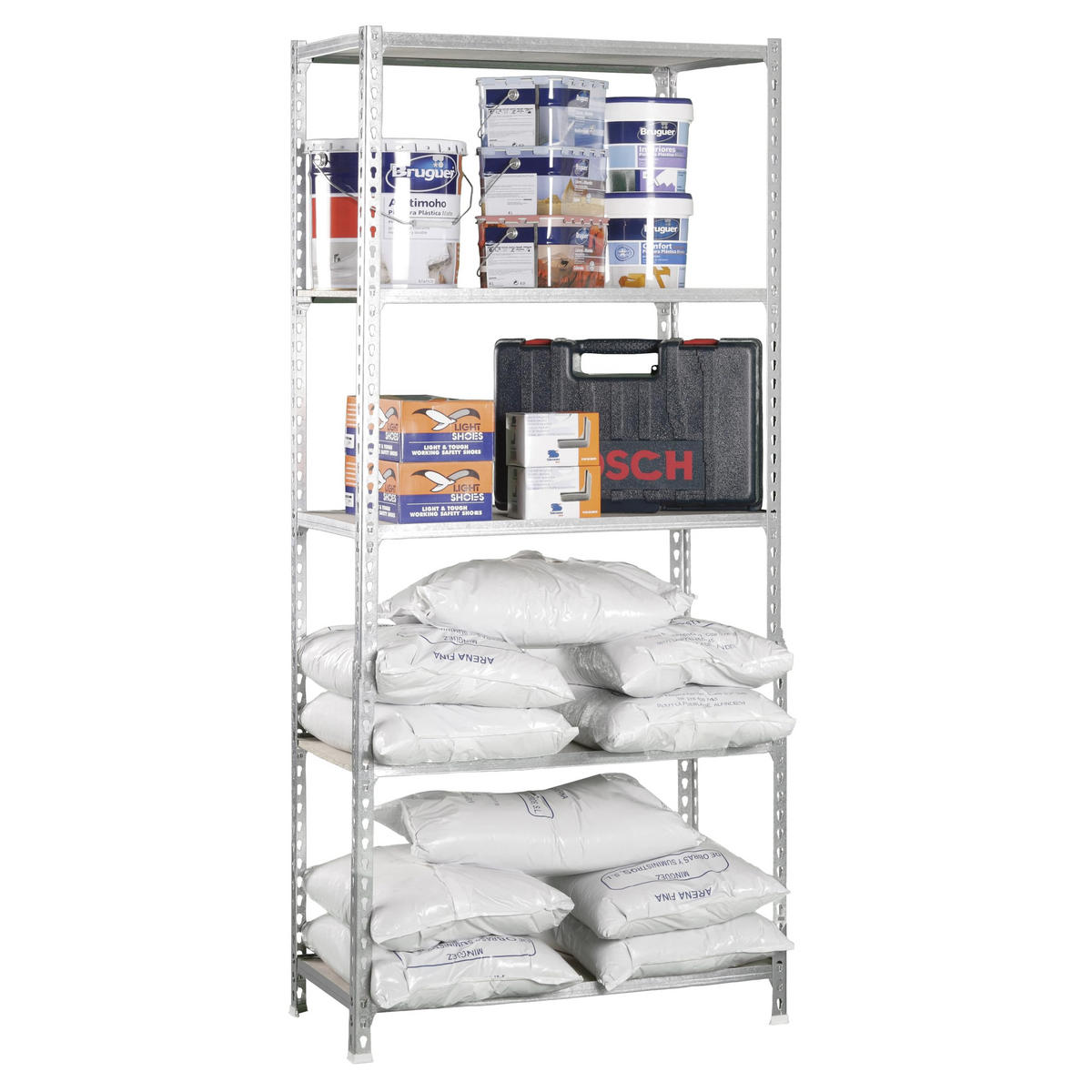 SCHWERLASTREGAL Big Muli HxBxT 200 x 110 x 50 cm 5 Fachböden Fachlast 200 kg Verzinkt - Silberfarben, Metall (110/200/50cm) - PROREGAL
