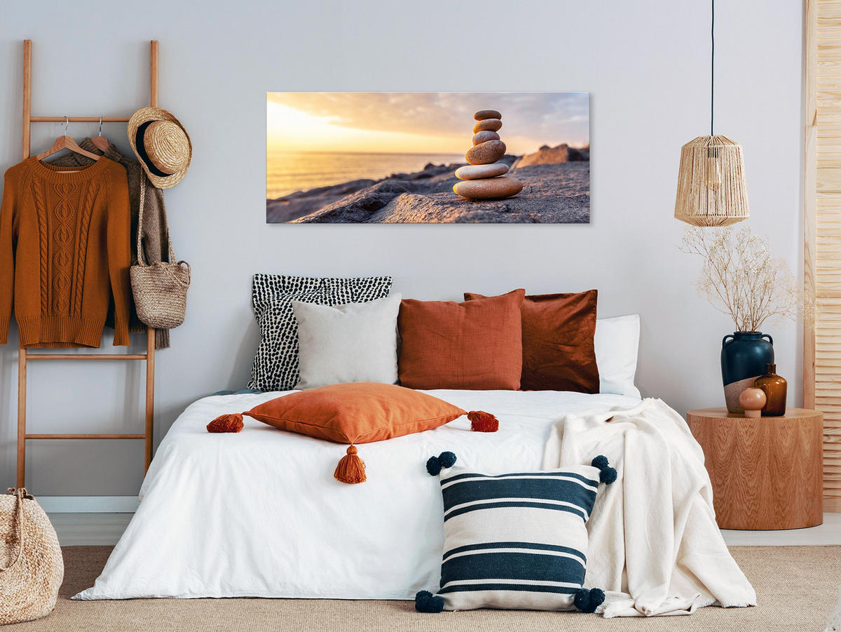 GLASBILD 125x50 cm Strand Sonnenuntergang - Gelb, Glas (125/50cm) - artissimo