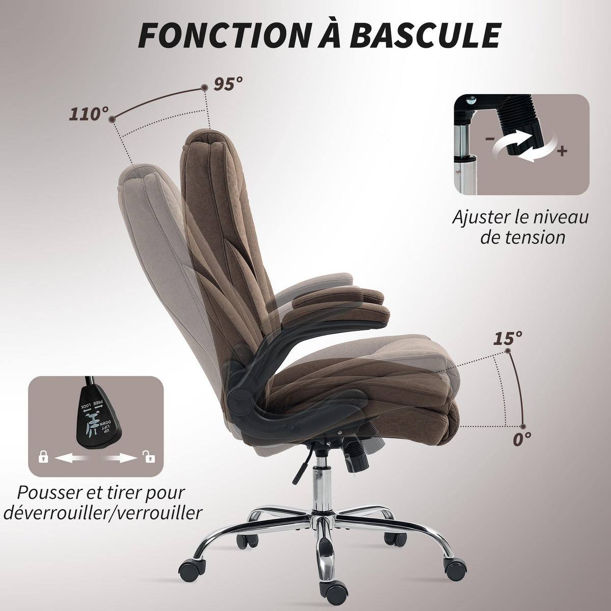 DREHSTUHL DE-11752 70/70/114-122 cm Braun - Braun, Textil (70/122/70cm) - ComfortXL