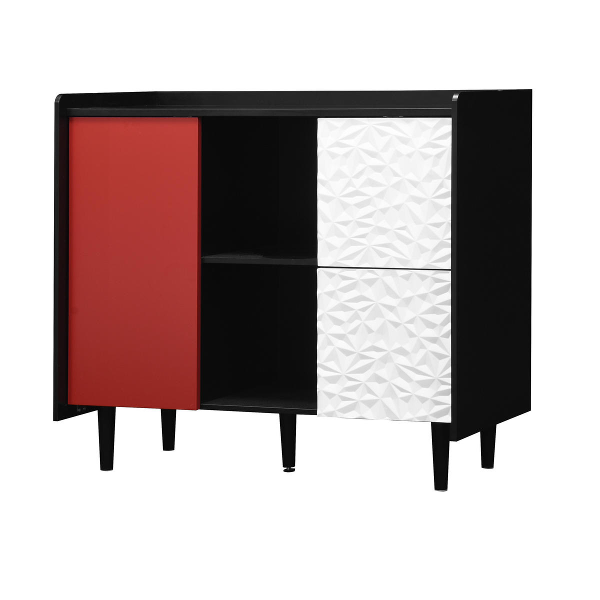 SIDEBOARD Schwarz/Rot 90/40/80 cm - Schwarz, Holzwerkstoff (90/80/40cm) - PANGIVO