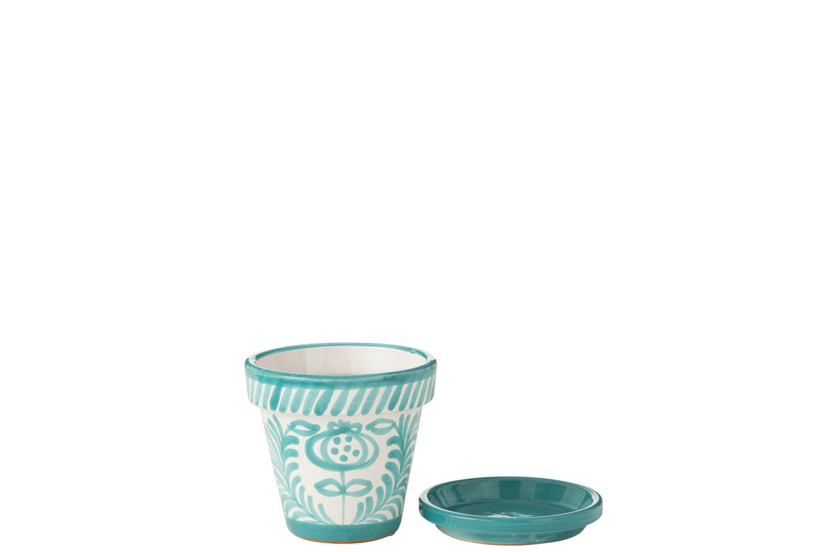 BLUMENTOPF GRANADA PATTERN - Töpferei - Aqua - S - Ø 21 cm - Multicolor, Keramik (21/19cm) - J-Line
