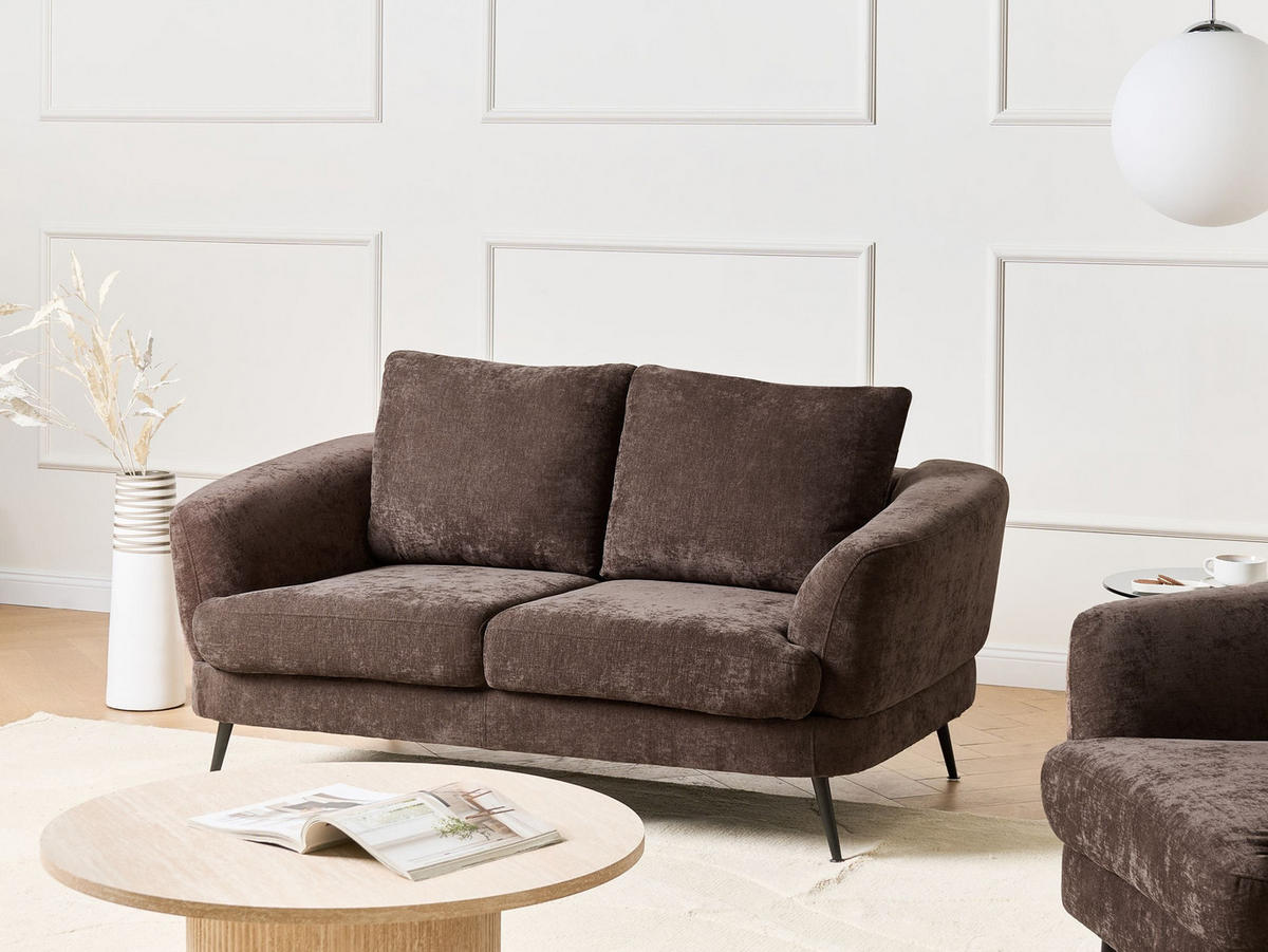 POHOVKA 2-místná Žinylková látka Tmavě hnědá Kjaer - tmavě hnědá, textil (155/100/100cm) - Beliani
