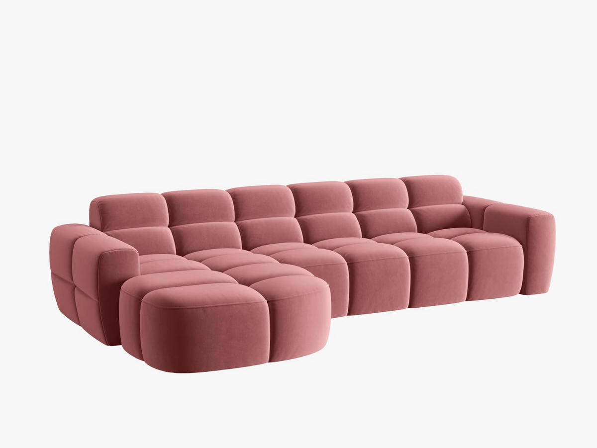 ECKSOFA links Lisa aus Samt lachs 4 Sitzplätze - Dunkelrosa, Textil (170/310cm) - Micadoni