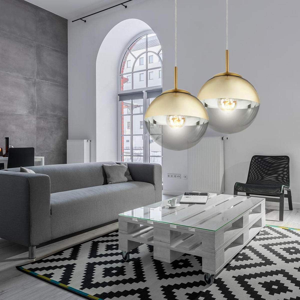 LED HÄNGELEUCHTE Glaskugel Gold Transparent - Goldfarben, Glas (20/20/120cm) - Globo Lighting