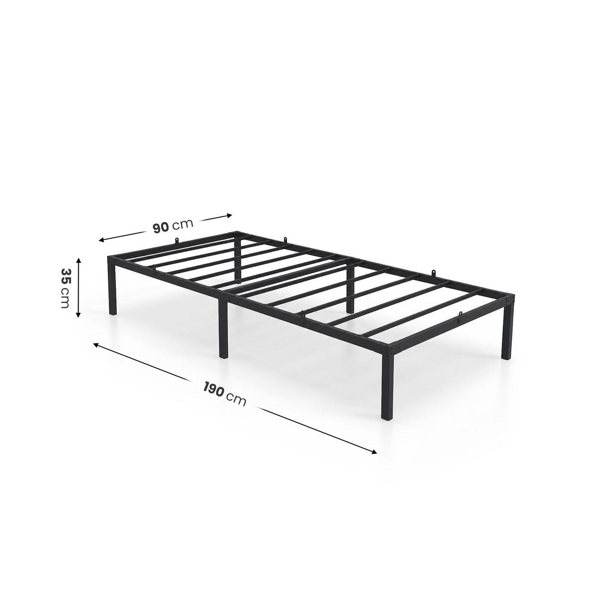 METALLBETT Klappbares 90x190 cm Schwarz - Schwarz, Metall - Akord