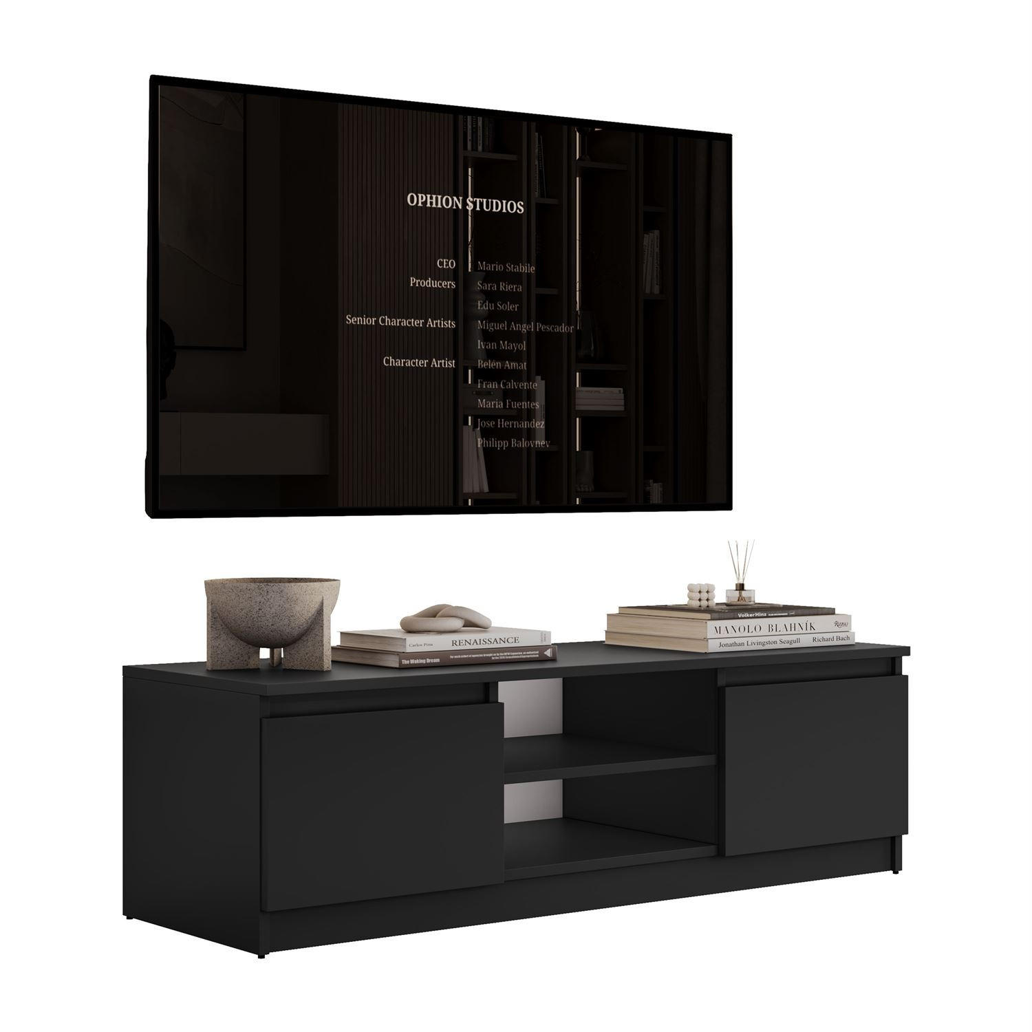 Lookway Lowboard Schwarz 120x36x40 cm