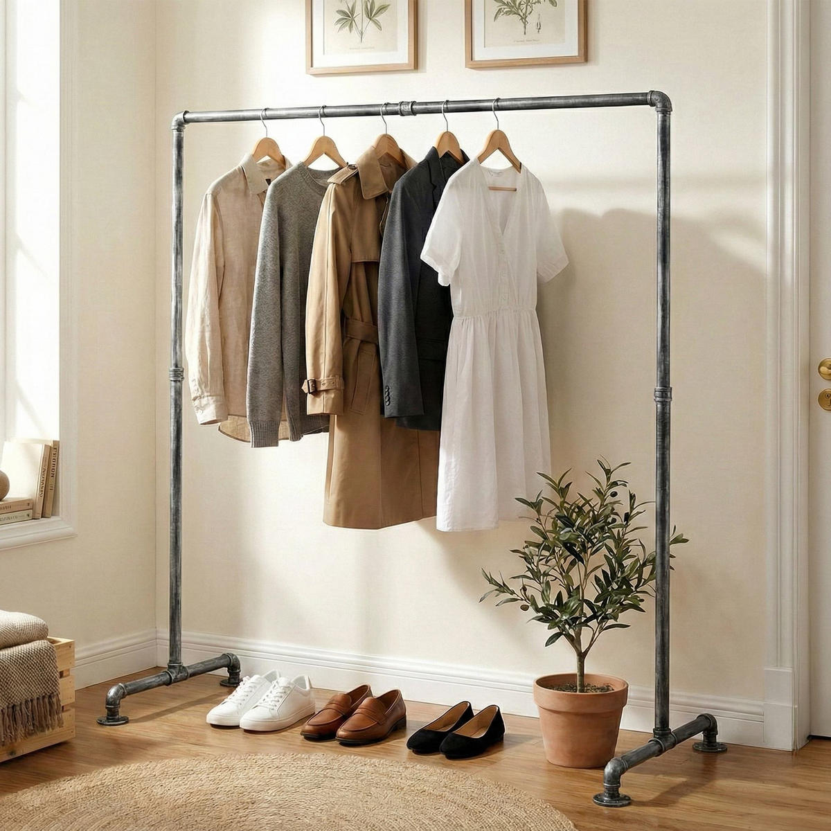 KLEIDERSTÄNDER 150 cm-silber-Metall - Silberfarben, Metall (150/150/55cm) - CLP