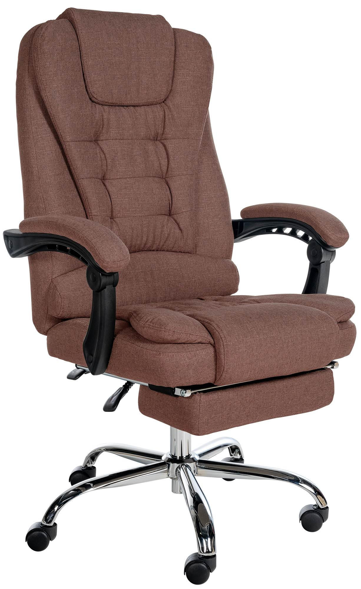 CHEFSESSEL Stoff braun - Chromfarben/Braun, Textil/Metall (67/115/68cm) - CLP
