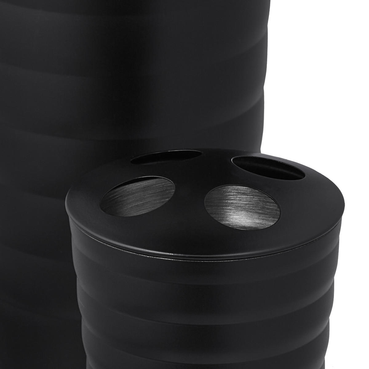 5-TLG.BADEZIMMER-SET - Schwarz, Metall (11/37/11cm) - Relaxdays