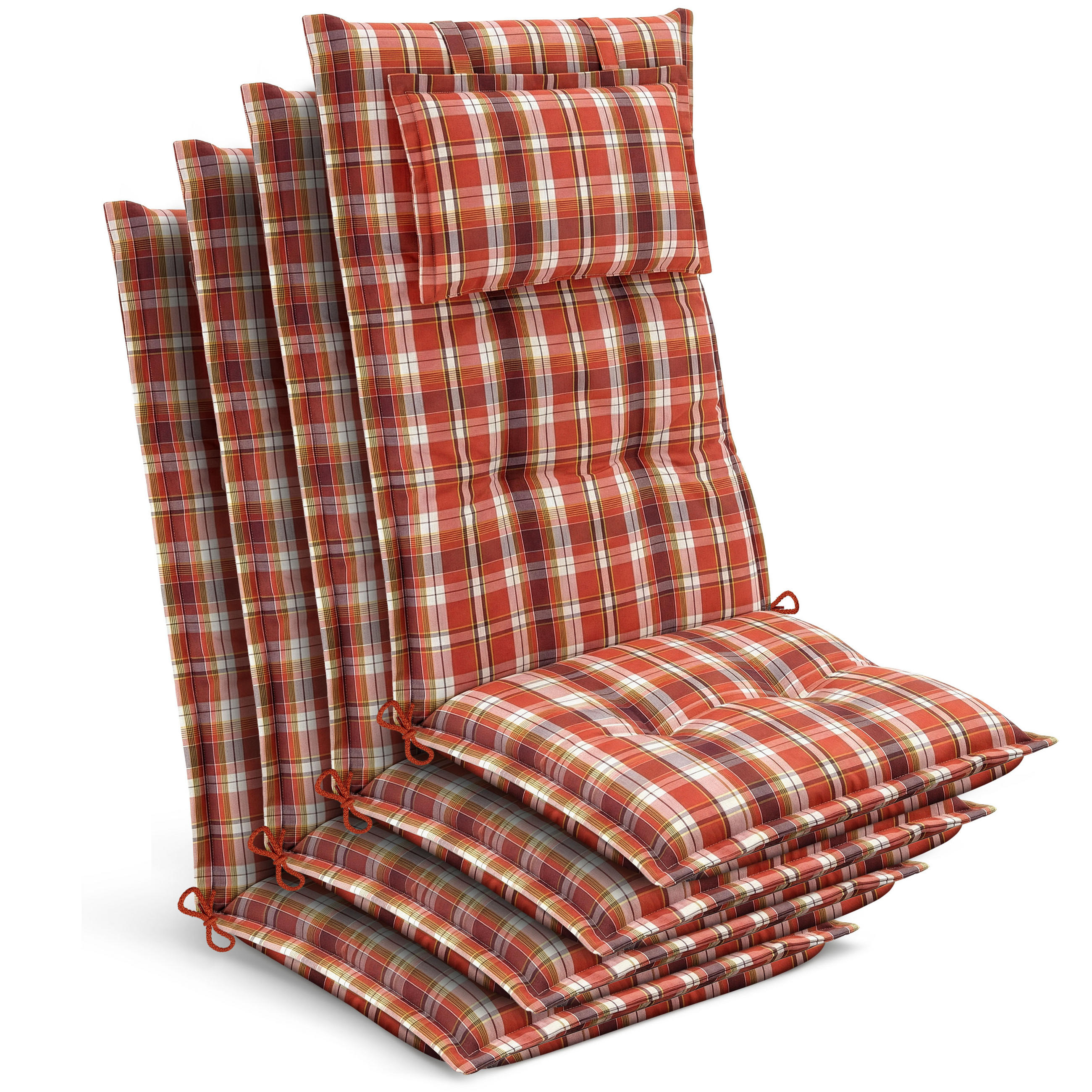 HOCHLEHNER Highlux HL 120x52x7cm Orange-Rot-Grün-Kariert (4tlg) - Grün, Textil (52/120cm) - Beautissu 
