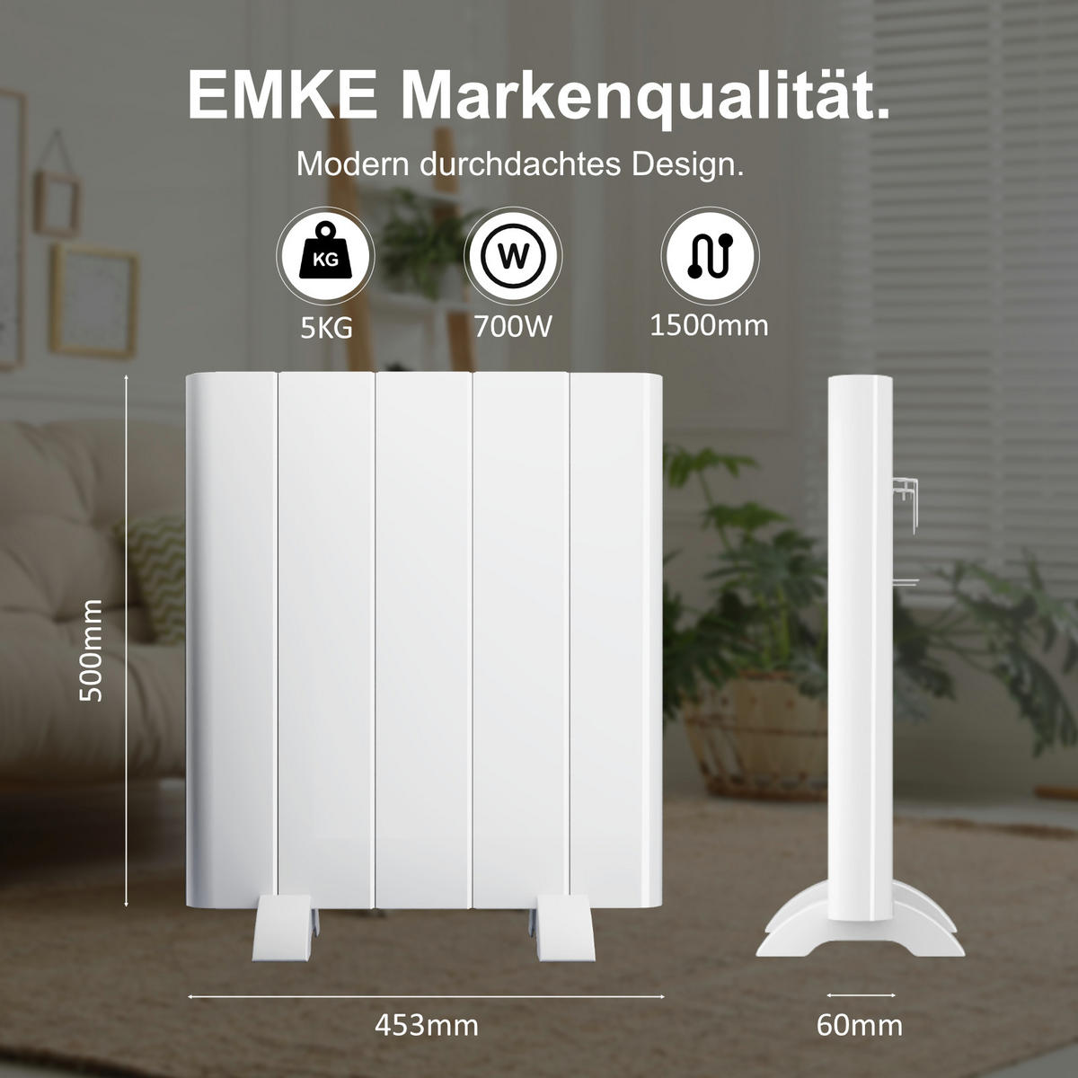 HEIZKÖRPER Weiß - Weiß, Metall (45/50/6cm) - EMKE