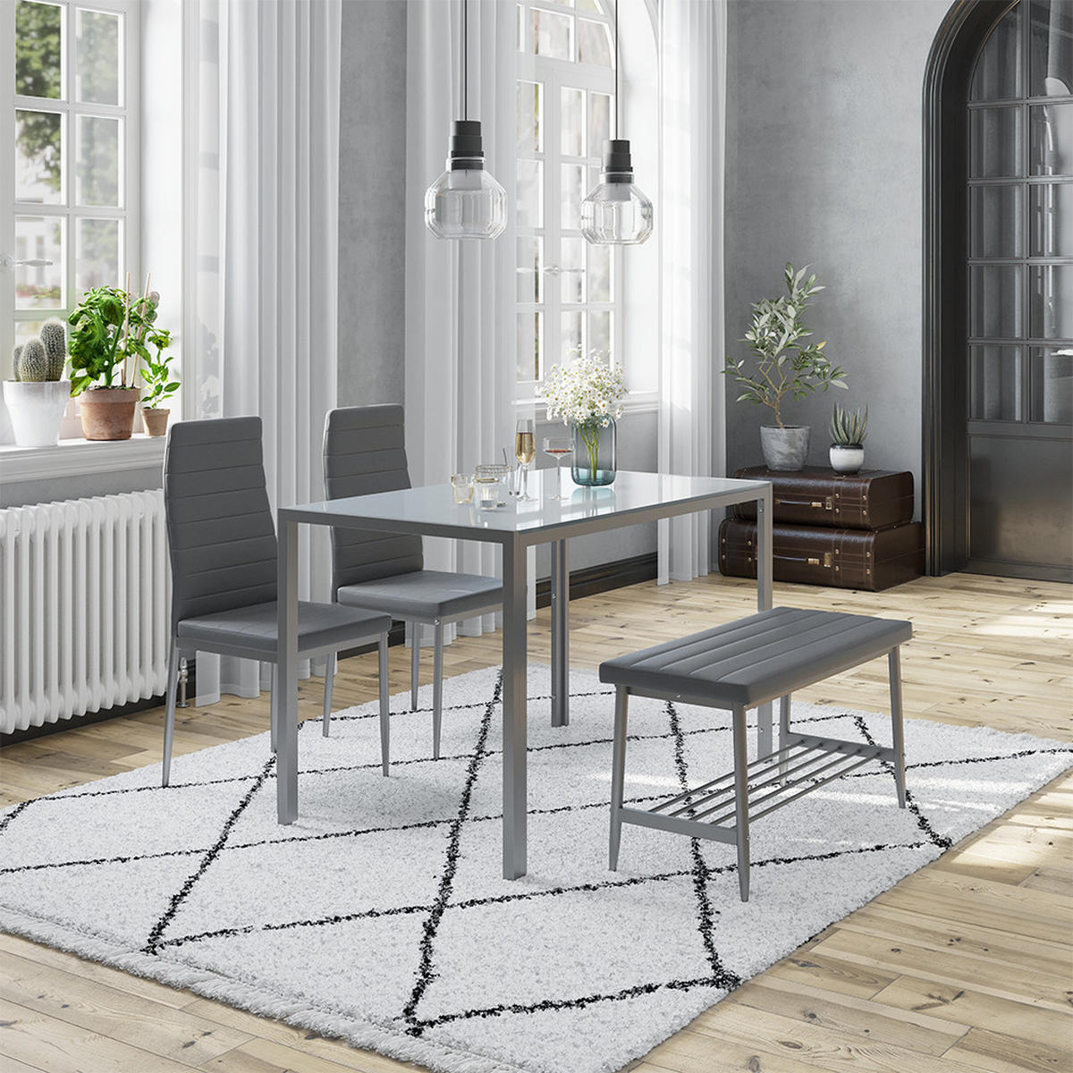 SITZBANK Grand Grau 85 x 35 cm - Grau, Textil (85/46.5/35cm) - Vicco