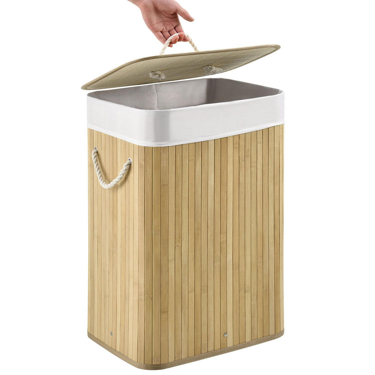 WÄSCHEKORB Curly 72 L natur - Naturfarben, Holz (40/60/30cm) - Juskys