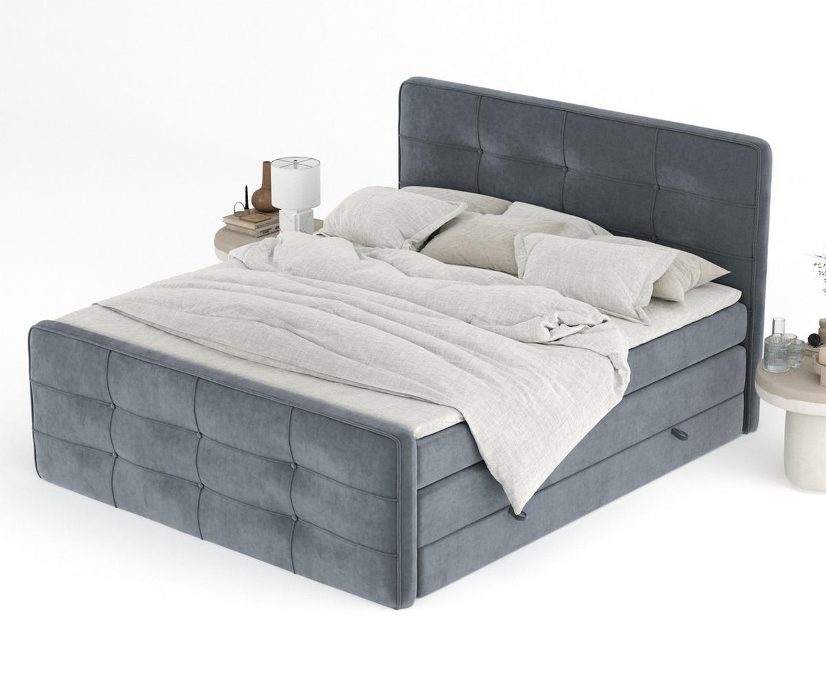 BOXSPRINGBETT Semplice Grau 140/200 cm - Schwarz/Grau, Holz/Holzwerkstoff (140/200cm) - Maison de Reve