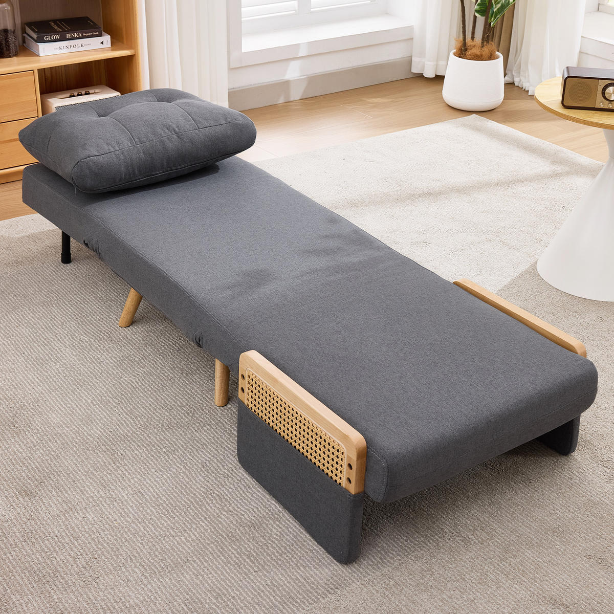 SESSEL Leinen Grau klappbar und verstellbar - Grau, Holz/Holzwerkstoff (67.5/86.5/73cm) - WISHDOR