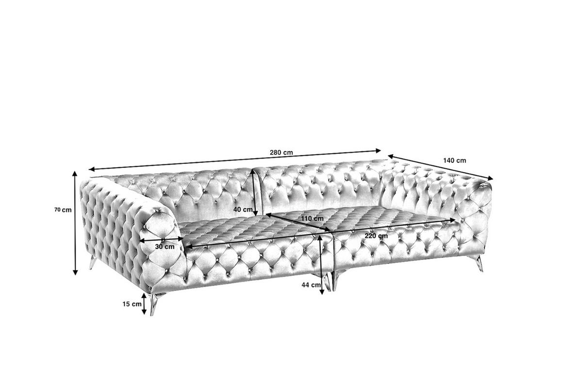 BIG SOFA MIT POLSTERHOCKER NARLA Dunkelgrün Velvet - Dunkelgrün, Textil (280/70/140cm) - KAWOLA