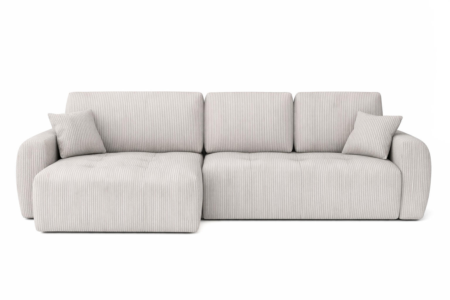 ECKSOFA Mit Schlaffunktion Und Bettkasten L-Form Ivo L, Cordstoff Poso, Beige, Links - Beige, Holz (250/142cm) - Kaiser Möbel