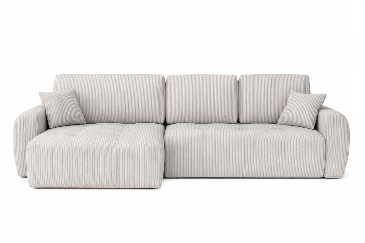ECKSOFA Mit Schlaffunktion Und Bettkasten L-Form Ivo L, Cordstoff Poso, Beige, Links - Beige, Holz (250/142cm) - Kaiser Möbel