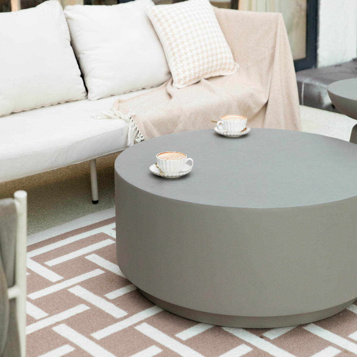 COUCHTISCH ROME Rund Mittel aus Beton 86 x 86 x 41 cm - Grau, Naturmaterialien (86/86/41cm) - Elementi
