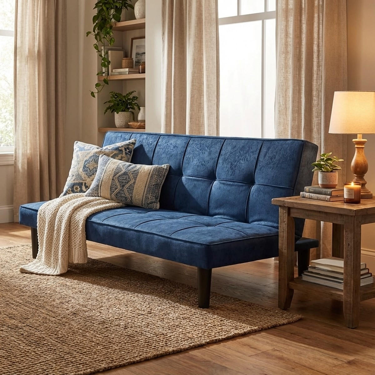 2-SITZER Sofabett Giada - Blau - Blau, Textil (179/76/91cm) - Pasmara