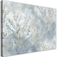 BILD auf Leinwand, Pflanzenabstraktion in Blau- und Beigetönen - Grau, Textil (45/30cm) - Feeby