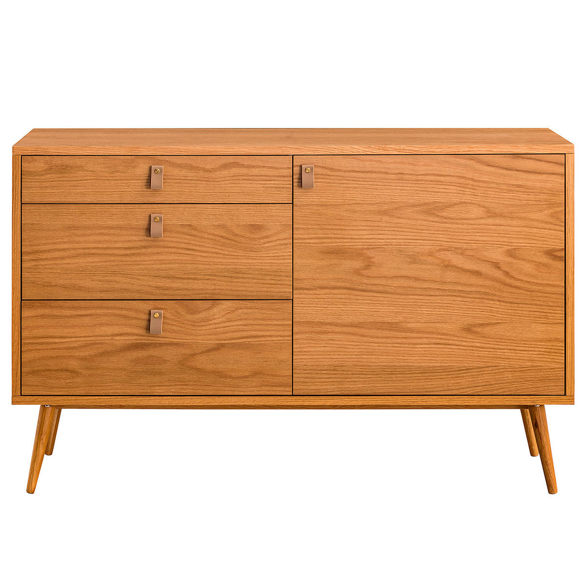 KOMMODE mit 1 Tür - Echtholzfurnier Eiche - Braun, Holzwerkstoff (120/75/40cm) - home24