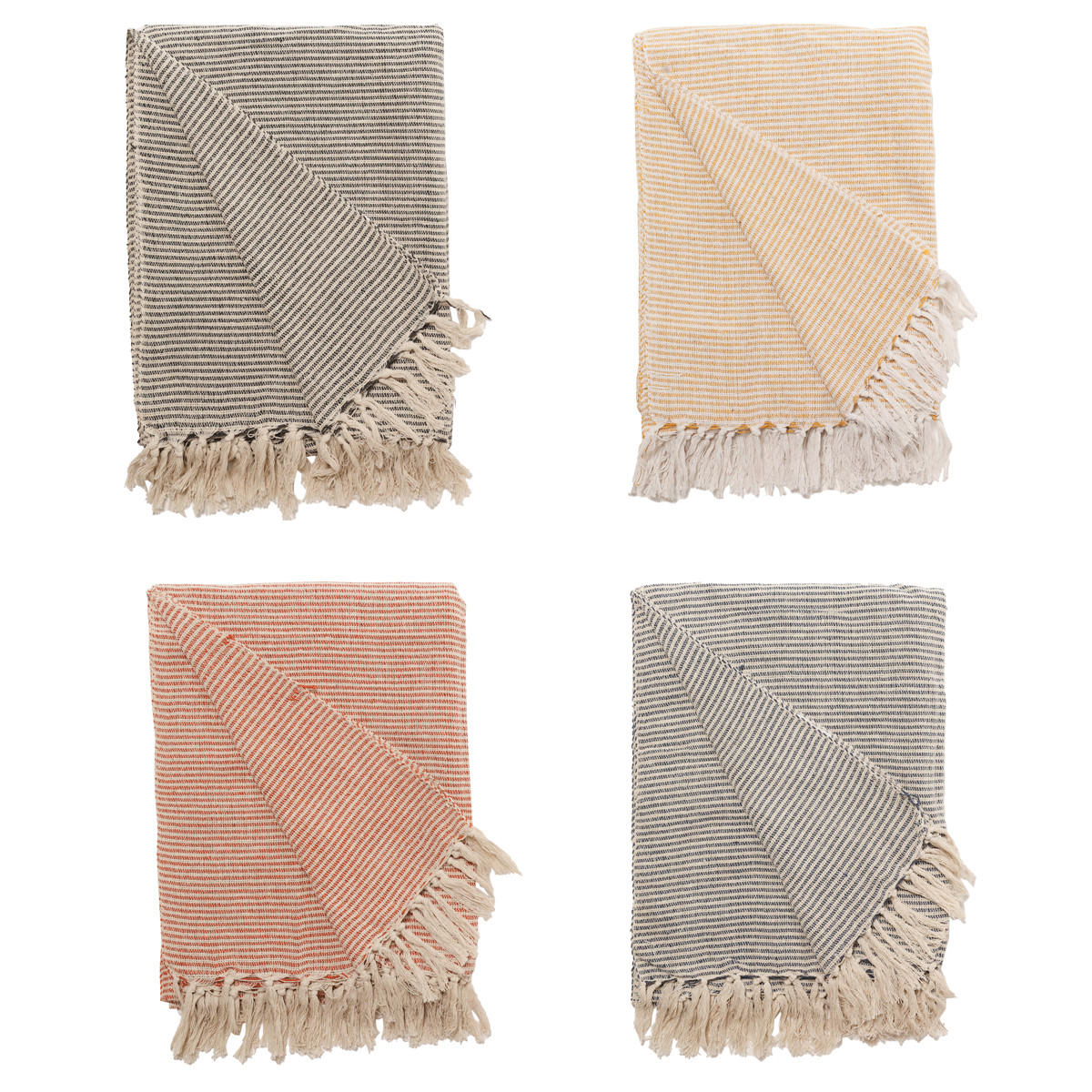 DECKE Flechten 130x180 cm, 100% Baumwolle, Natur-Dunkelblau - Dunkelblau, Textil (130/180cm) - Au Maison