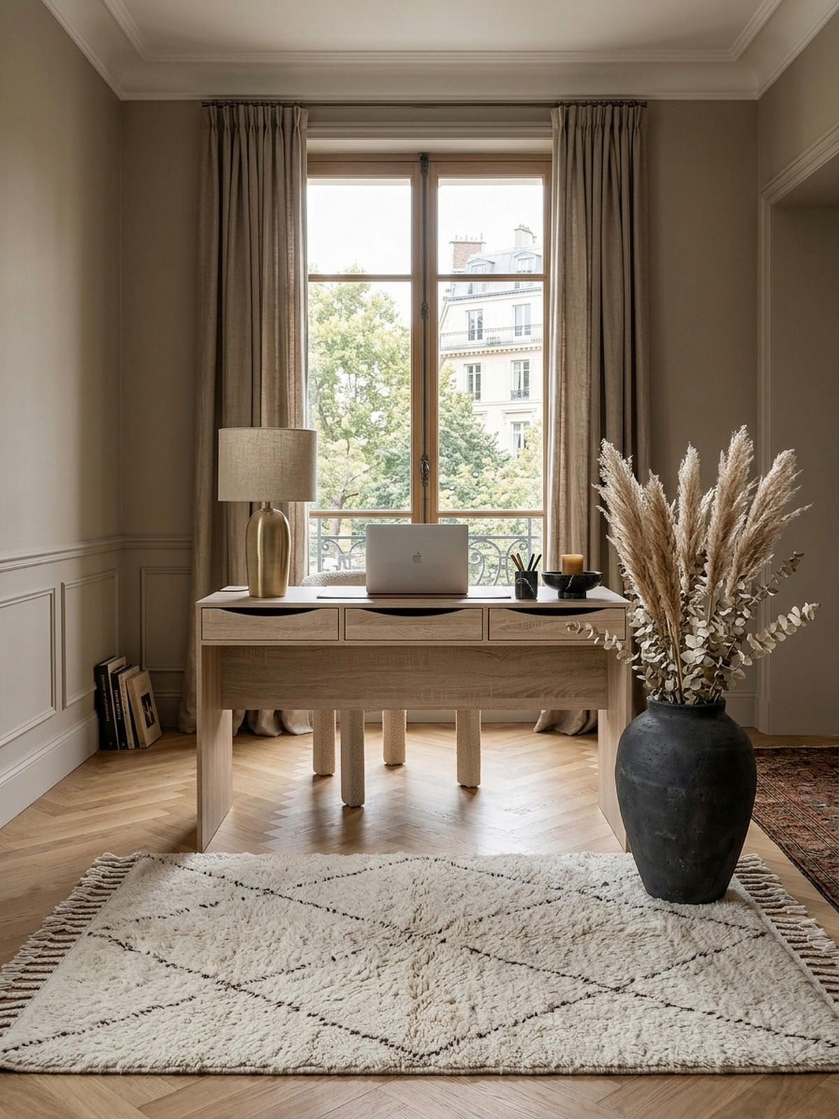 SCHREIBTISCH – Sonoma Eiche, mit Schubladen, praktische Blende, stabil - Beige, Holz (55/120/75cm) - KADIMA DESIGN