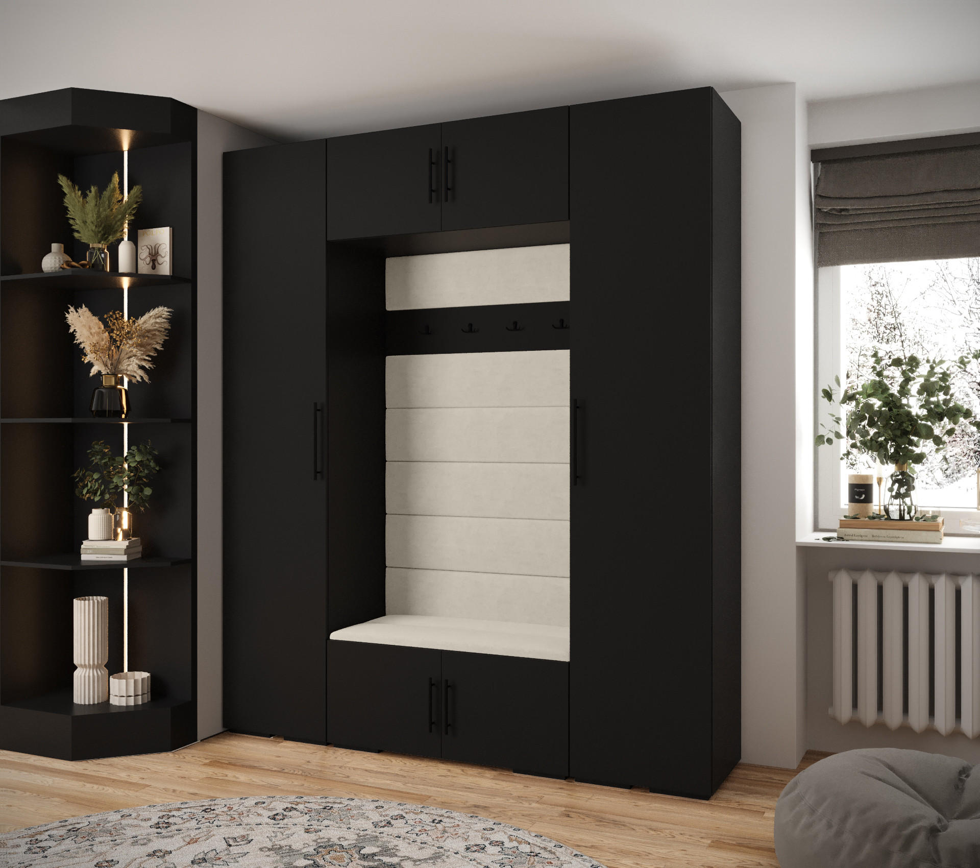GARDEROBEN-SET 236,7/200/47 - Beige/Schwarz, Holz/Metall (200/236.7/47cm) - Abiks Möbel