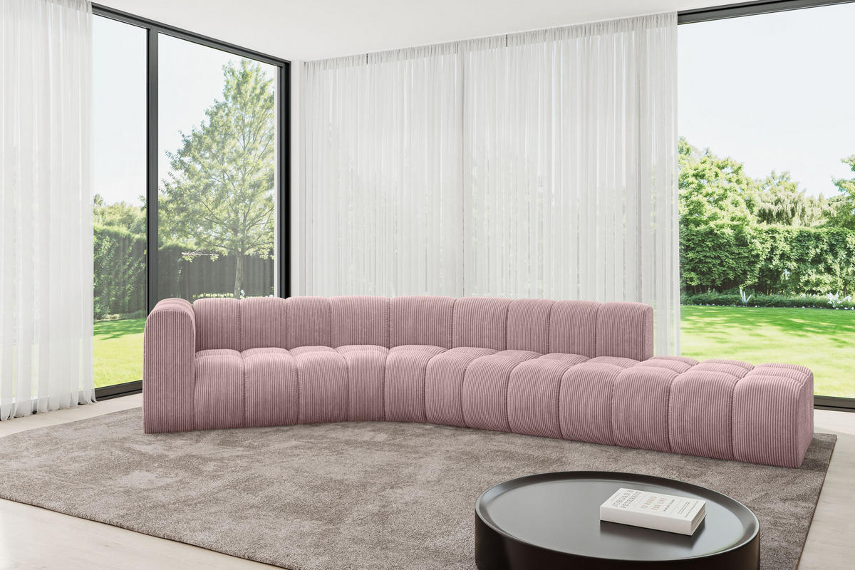 ECKSOFA modulares Sofa Tilmo-L1 - 399x194x70 cm Rosa - Rosa, Holzwerkstoff/Textil (399/194cm) - ALTDECOR