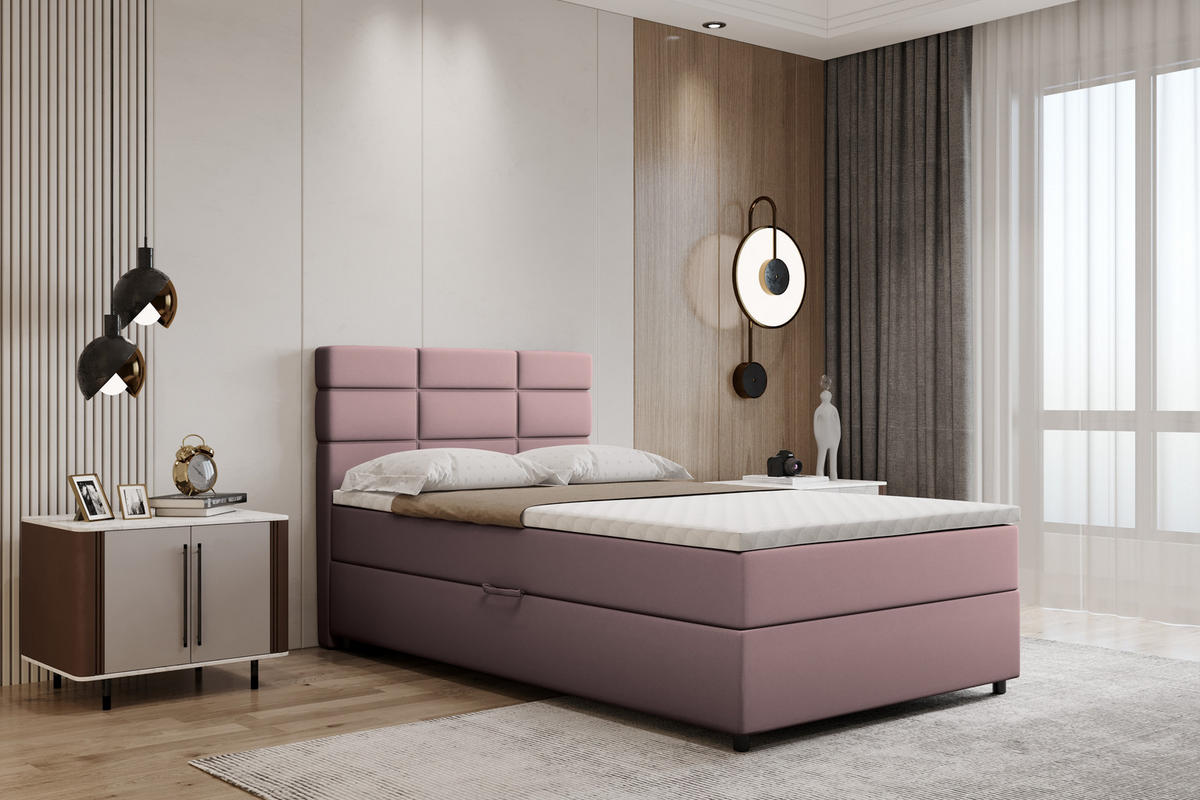 BOXBETT Reve 120 x 200 cm mit Bettkasten und Lattenrost ohne matratze - rosa - Rosa, Holz (120/200cm) - Panda Möbel